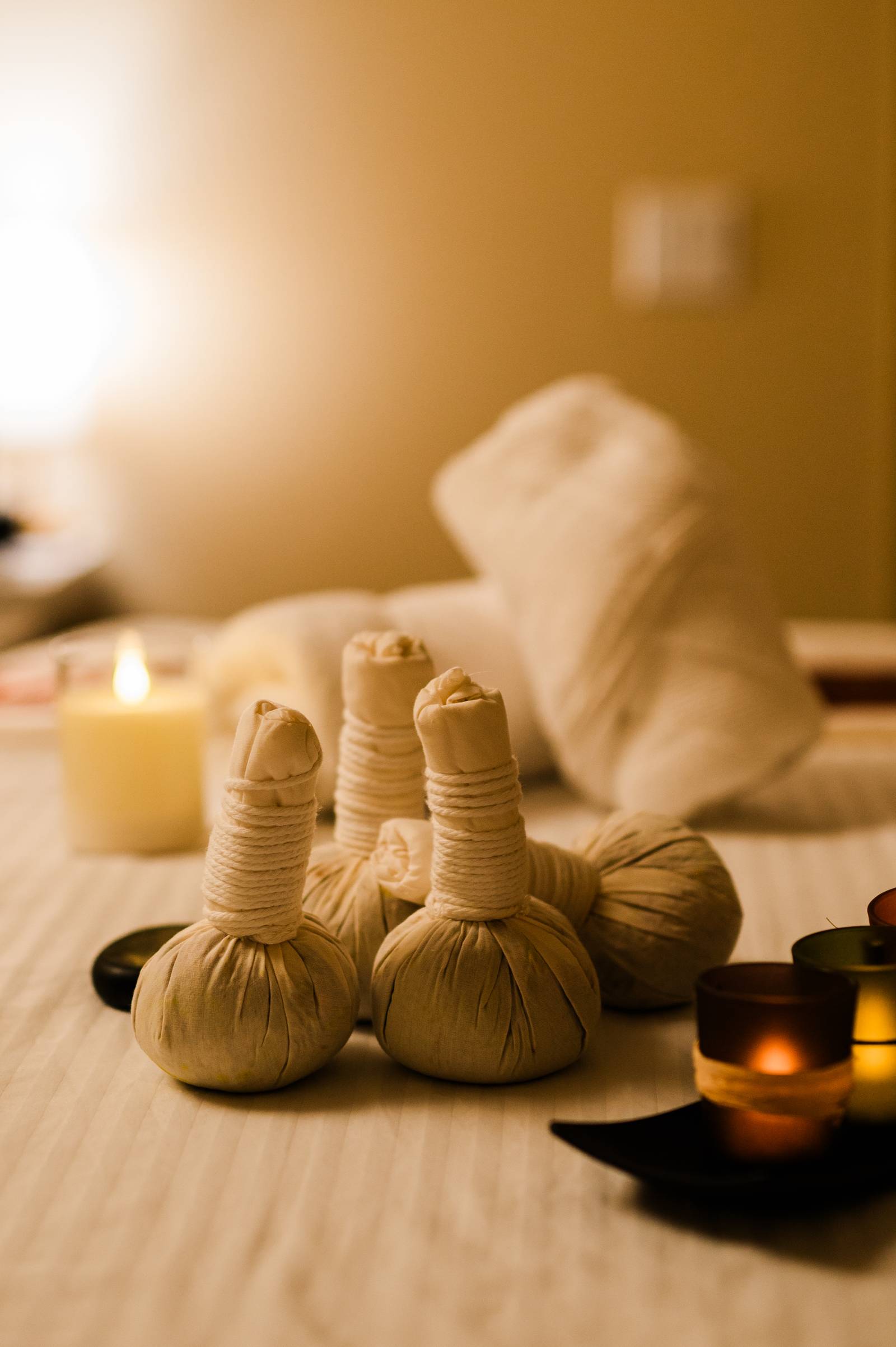 Spa room comfort items and accessories